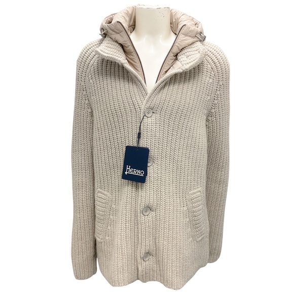 HERNO MEN'S BEIGE 2023 SORANO BUTTON UP BOMBER JACKET - Picture 1 of 8